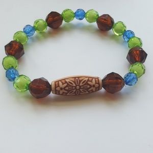 💚Tribal Wooden Flower 🌼 // Crystal Bracelet💙⭐️